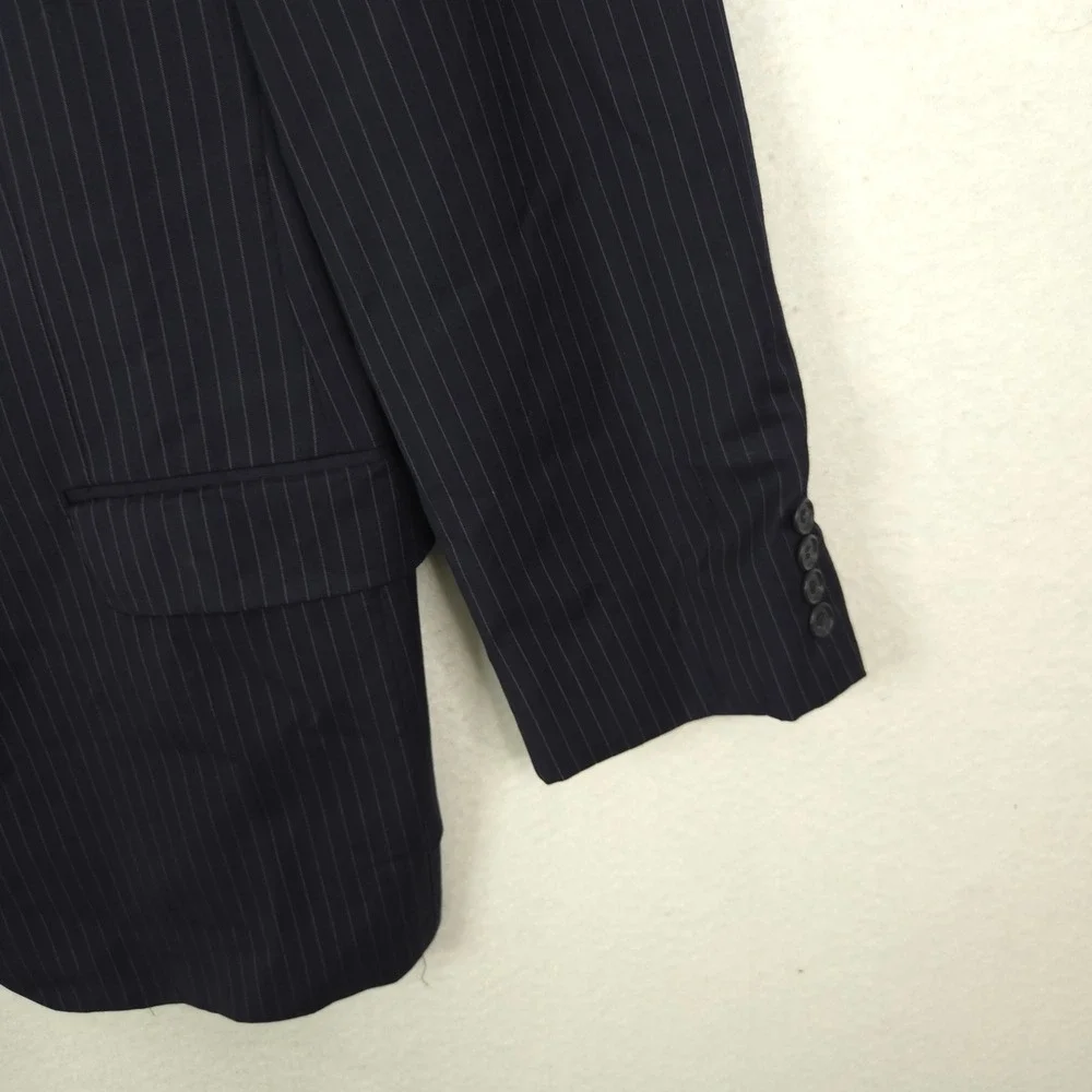 Loro Piana Pinstripe Blazer Men 46R Navy Blue Wool Super 120s Union Made USA